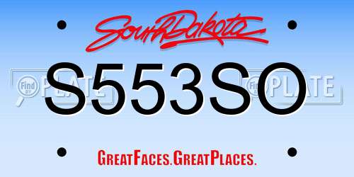 S553SO South Dakota License Plate