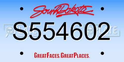 S554602 South Dakota License Plate