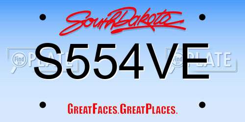 S554VE South Dakota License Plate