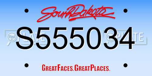 S555034 South Dakota License Plate
