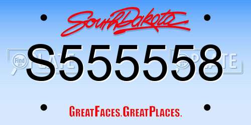 S555558 South Dakota License Plate