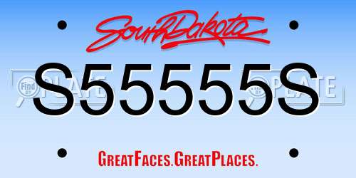 S55555S South Dakota License Plate