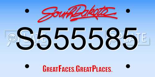 S555585 South Dakota License Plate