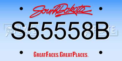 S55558B South Dakota License Plate