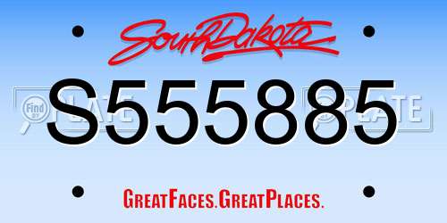 S555885 South Dakota License Plate