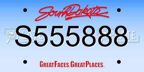 S555888 South Dakota License Plate