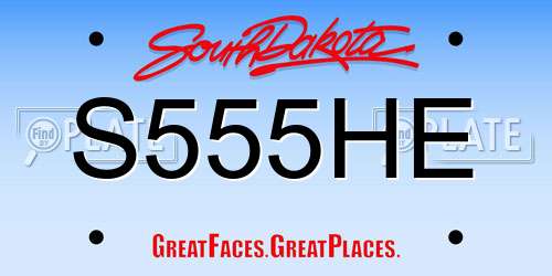 S555HE South Dakota License Plate