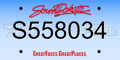 S558034 South Dakota License Plate