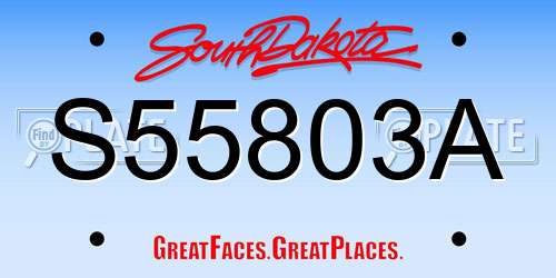 S55803A South Dakota License Plate