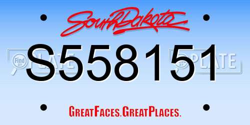 S558151 South Dakota License Plate