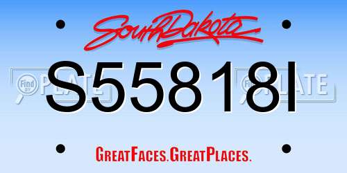 S55818I South Dakota License Plate