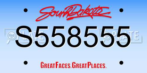S558555 South Dakota License Plate