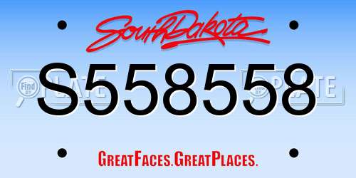 S558558 South Dakota License Plate