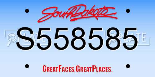 S558585 South Dakota License Plate