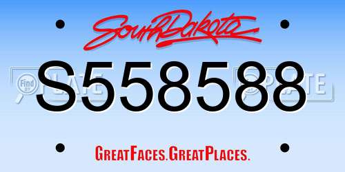 S558588 South Dakota License Plate