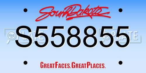 S558855 South Dakota License Plate