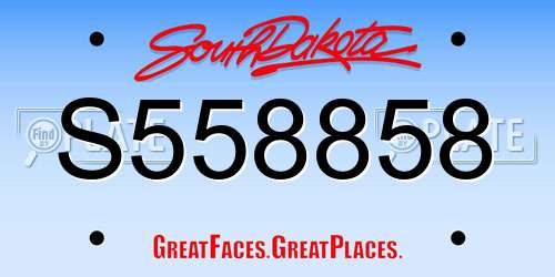 S558858 South Dakota License Plate