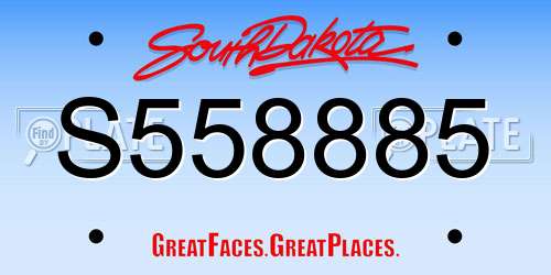 S558885 South Dakota License Plate