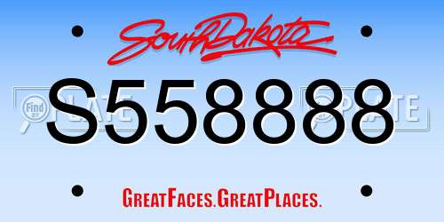S558888 South Dakota License Plate