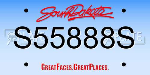 S55888S South Dakota License Plate