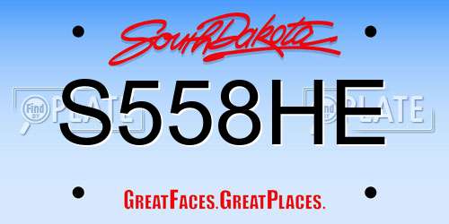 S558HE South Dakota License Plate