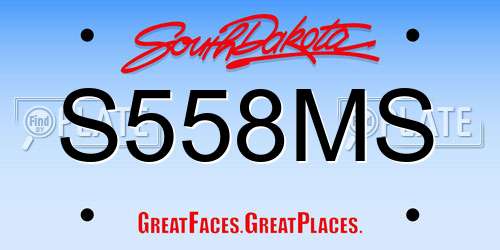 S558MS South Dakota License Plate