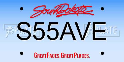 S55AVE South Dakota License Plate
