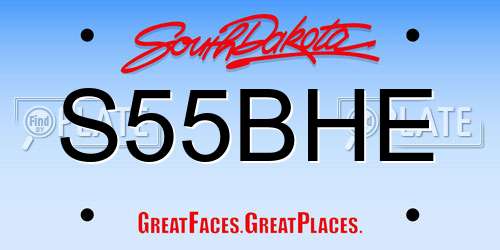 S55BHE South Dakota License Plate