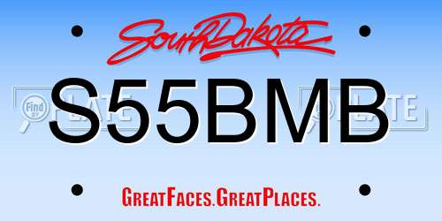 S55BMB South Dakota License Plate