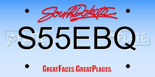 S55EBQ South Dakota License Plate