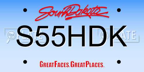 S55HDK South Dakota License Plate