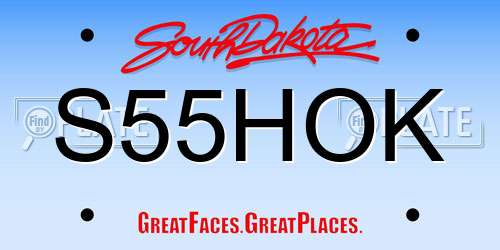 S55HOK South Dakota License Plate