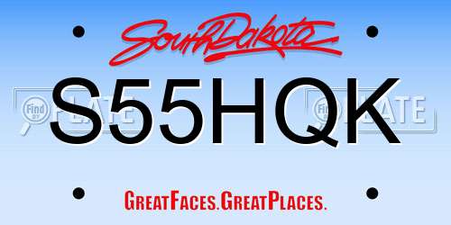 S55HQK South Dakota License Plate