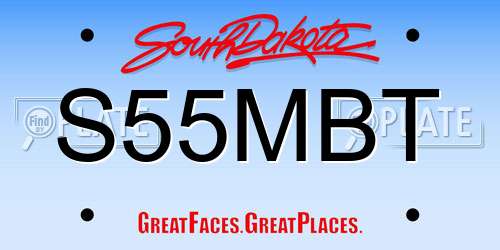 S55MBT South Dakota License Plate