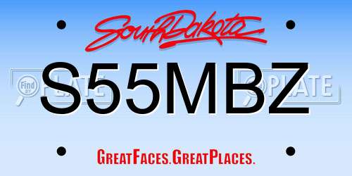 S55MBZ South Dakota License Plate