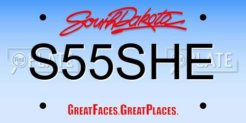 S55SHE South Dakota License Plate