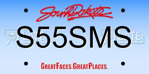S55SMS South Dakota License Plate