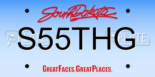 S55THG South Dakota License Plate