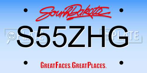 S55ZHG South Dakota License Plate