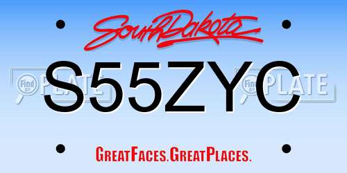 S55ZYC South Dakota License Plate