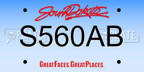 S560AB South Dakota License Plate