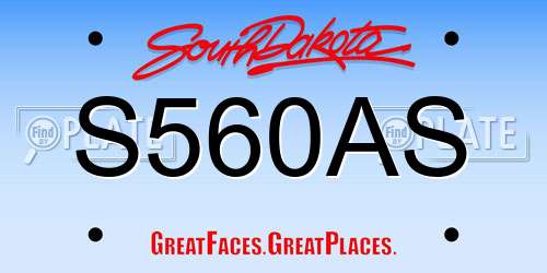 S560AS South Dakota License Plate