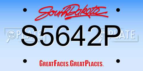 S5642P South Dakota License Plate