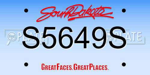 S5649S South Dakota License Plate
