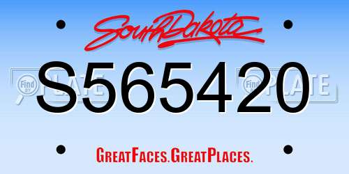 S565420 South Dakota License Plate