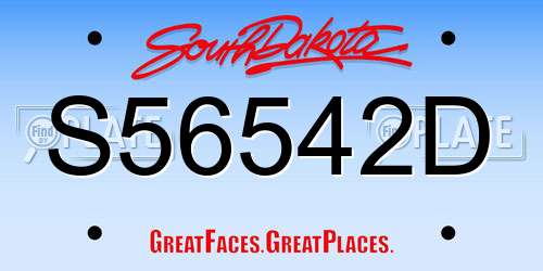 S56542D South Dakota License Plate
