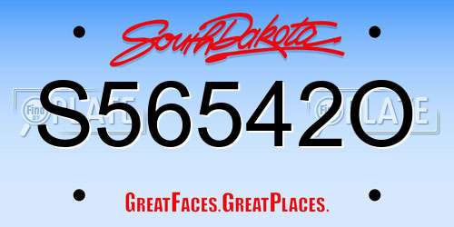 S56542O South Dakota License Plate