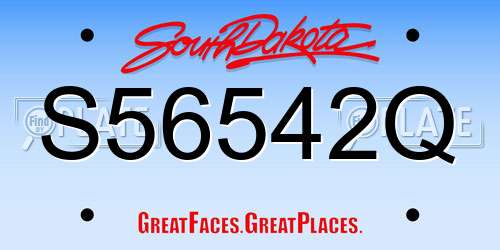 S56542Q South Dakota License Plate