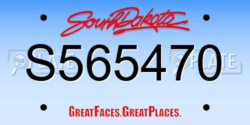 S565470 South Dakota License Plate