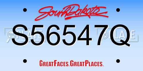 S56547Q South Dakota License Plate